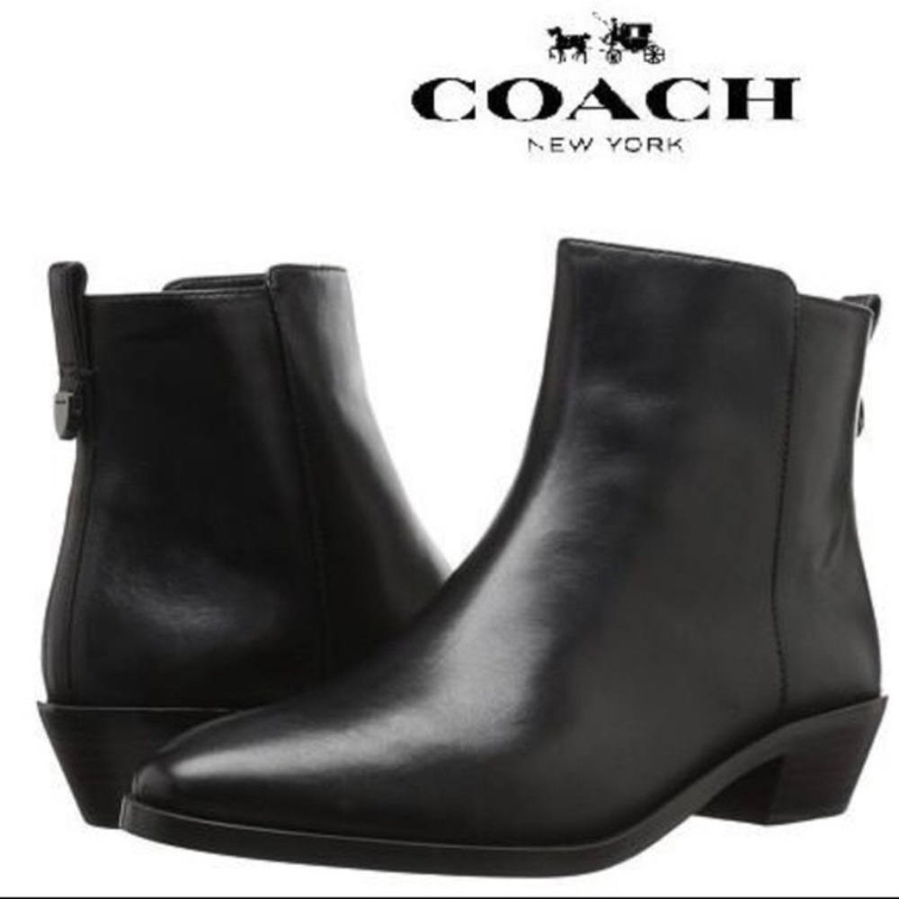 Black leather coach booties - Carmen Ankle Boot